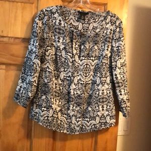 H & M Ladies Black & White Pattered Blouse Top